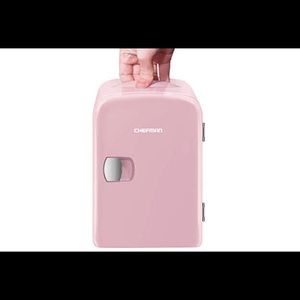 Pink chefman mini fridge